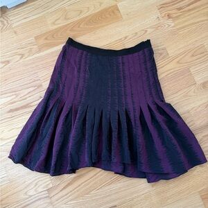 Geren Ford Silk Skirt Size 2 Purple Black Pleated Fit & Flare Mini